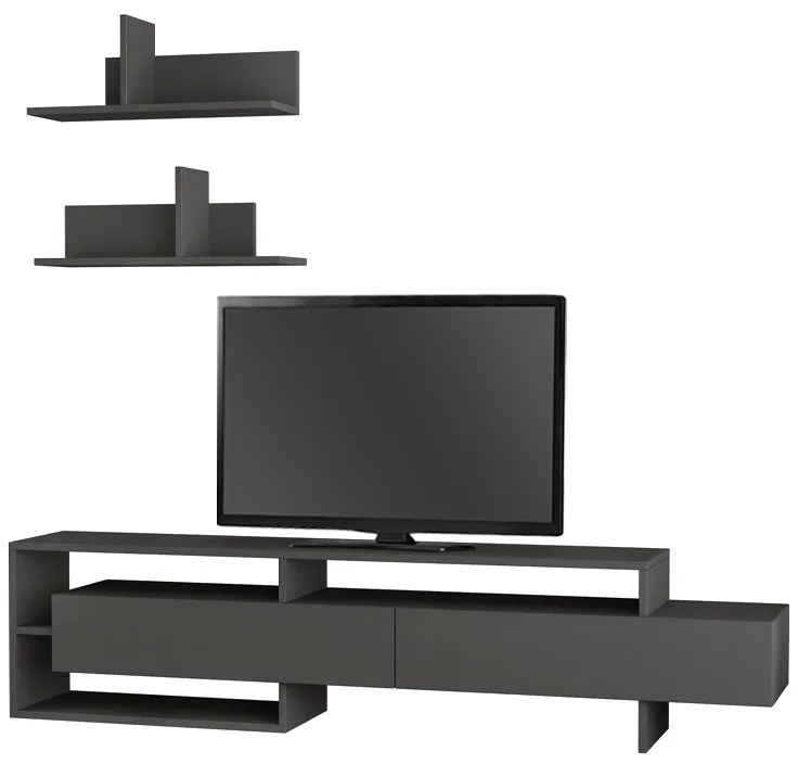Έπιπλο τηλεόρασης Gara Megapap χρώμα ανθρακί 180x29,8x42εκ.