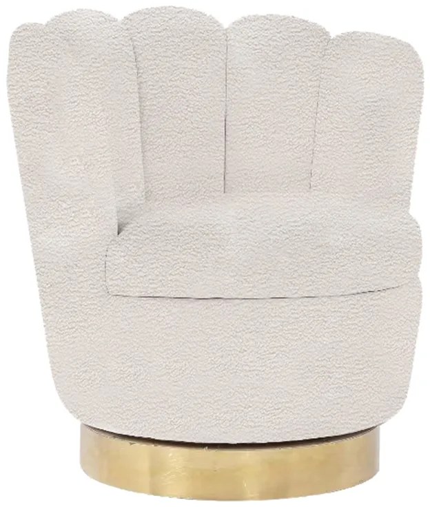 Πολυθρόνα Joyo pakoworld μπουκλέ ύφασμα λευκό-χρυσό 73x68x74.5εκ