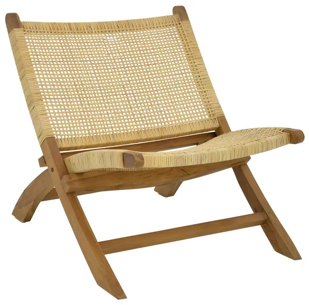 Καρέκλα Jerenze pakoworld φυσικό teak ξύλο-rattan 65x78x68εκ - 336-000010