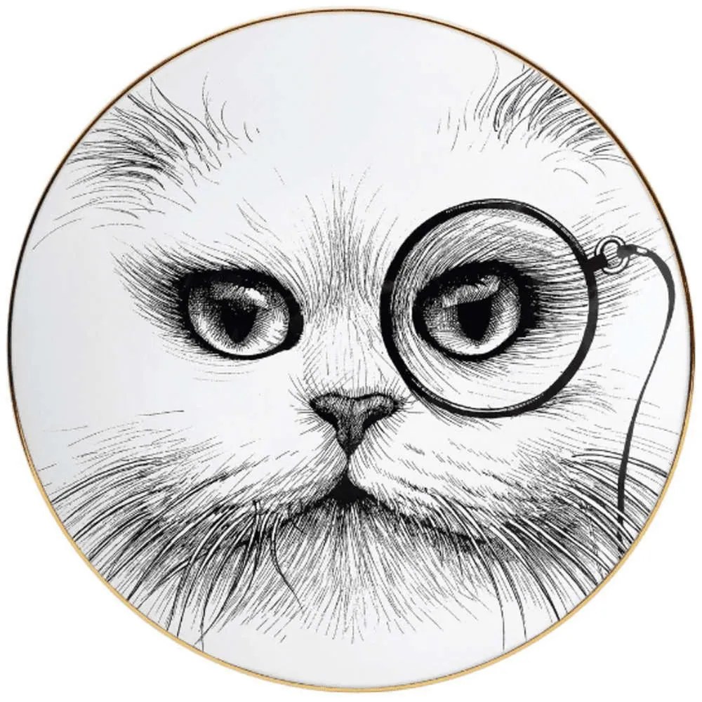 Πιατάκι - Σουβέρ Cat Monocle Fine Bone China Coaster 70004-CM Φ10cm White-Black Rory Dobner Bone China