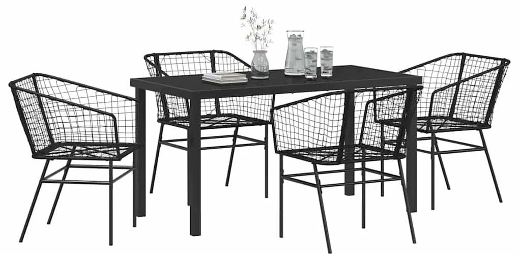 vidaXL Σέτ φαγητού για κήπο 5 pcs Μαύρο συνθετικό ρατάν