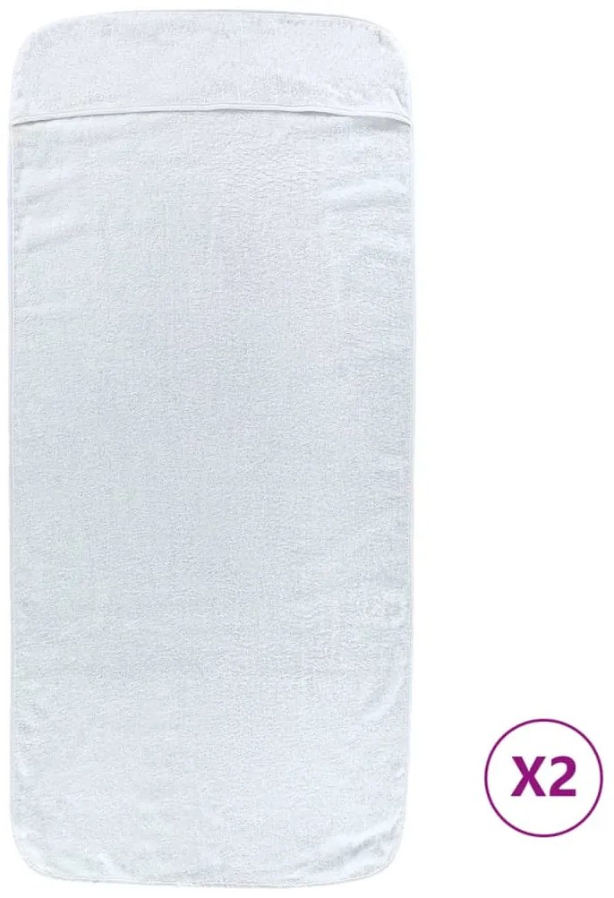 vidaXL Πετσέτες Θαλάσσης 2 τεμ. Λευκές 75 x 200 εκ. Ύφασμα 400 GSM