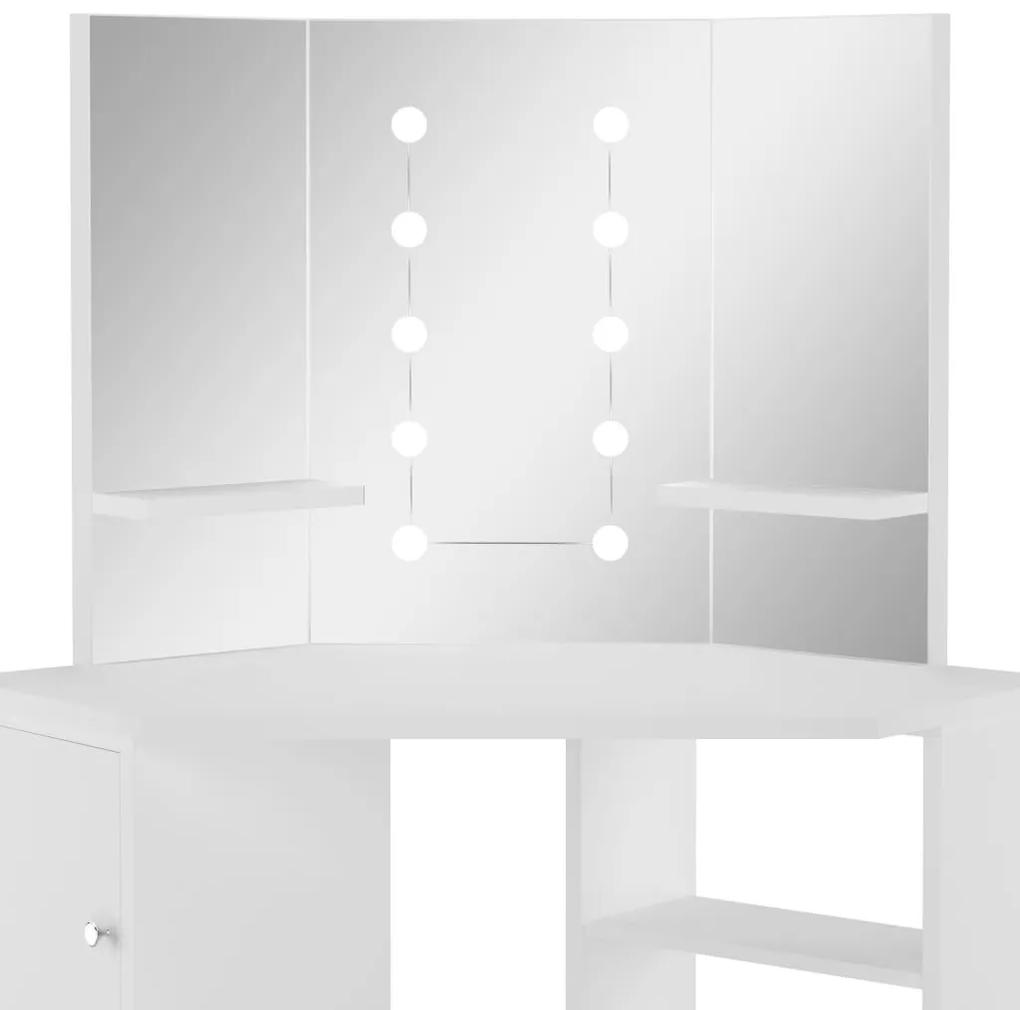 Μπουντουάρ Γωνιακό Λευκό με LED - Λευκό