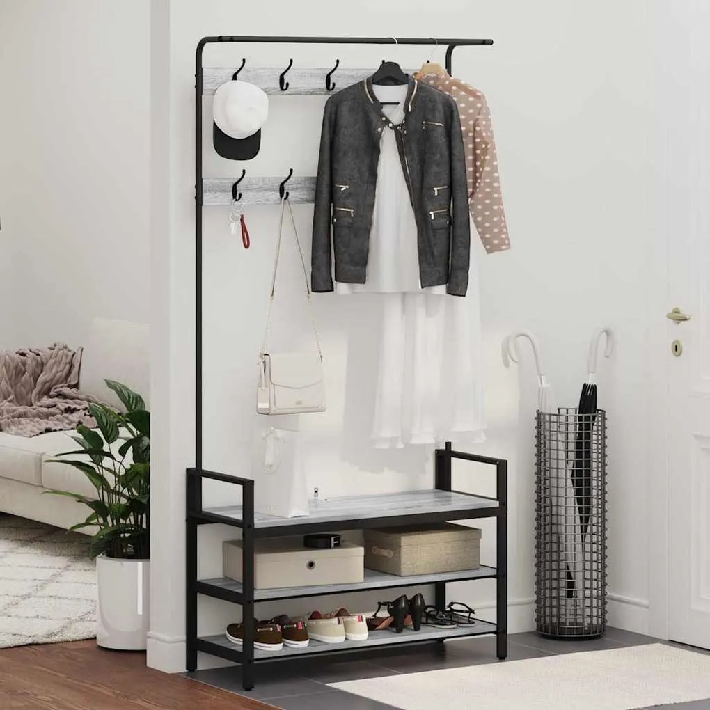 vidaXL Κρεμάστρα Γκρίζο Σονομα 95 x 34 x 184 εκ Επεξεργασμένο ξύλο