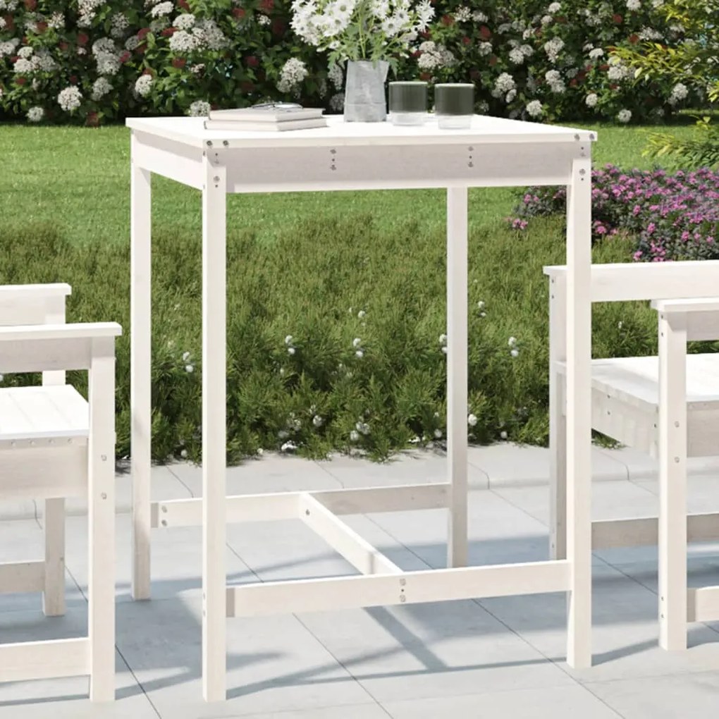 vidaXL Τραπέζι Κήπου Λευκό 82,5 x 82,5 x 110 εκ. από Μασίφ Ξύλο Πεύκου