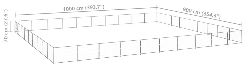 vidaXL Σπιτάκι Σκύλου Ασημί 90 μ² Ατσάλινο