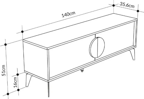 Έπιπλο τηλεόρασης Gora Megapap χρώμα sapphire oak - λευκό 140x35,6x51εκ.