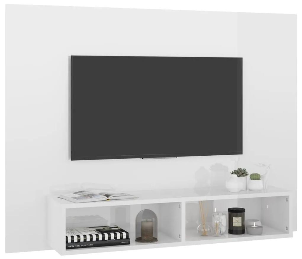 Έπιπλο Τηλεόρασης Τοίχου Γυαλ. Λευκό 120x23,5x90εκ. Μοριοσανίδα - Λευκό
