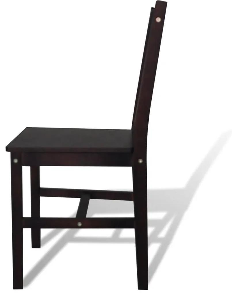 Καρέκλες Τραπεζαρίας 4 τεμ. Σκούρο Καφέ από Ξύλο Πεύκου - Καφέ