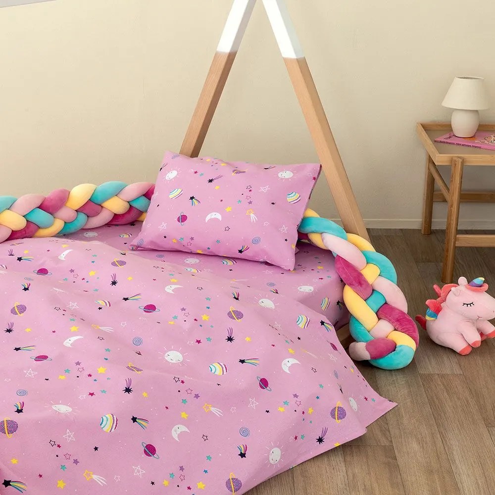 Σεντόνια Βρεφικά PP101 Με Λάστιχο (Σετ 3τμχ) Pink Palamaiki Cradle 100% Βαμβάκι