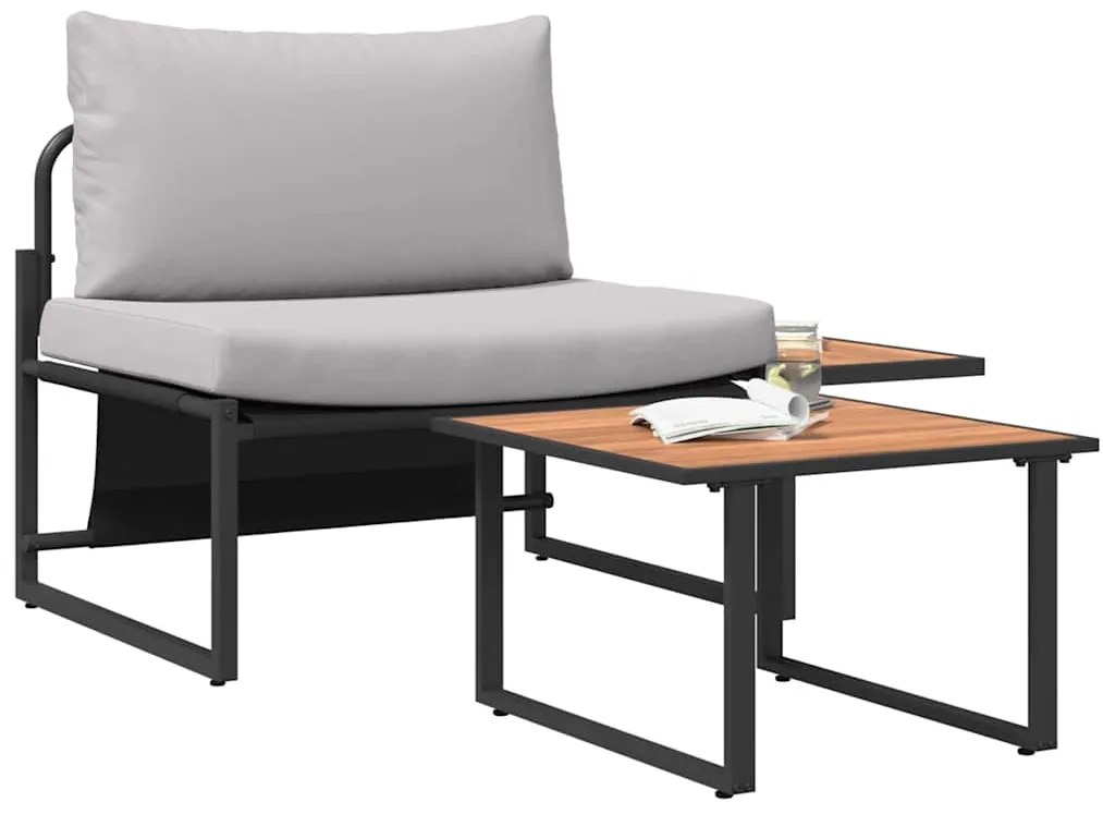 vidaXL Σετ Καναπέ Κήπου 2 pcs Ανοιχτό γκρι Ατσάλι