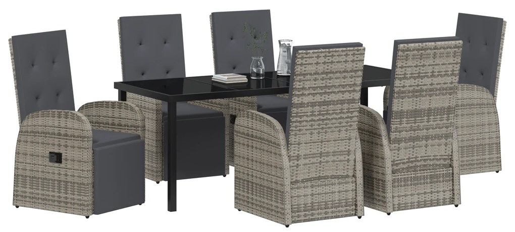 vidaXL Σετ Δείπνου Κήπου 7 pcs Γκρι 200 x 80 x 73 εκ PE ρατάν
