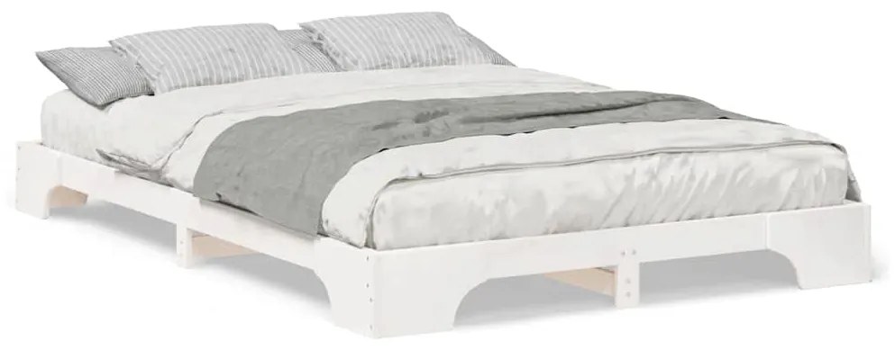vidaXL Κρεβάτι δαπέδου με αποθήκευση Λευκό 140 x 210 cm ξύλο
