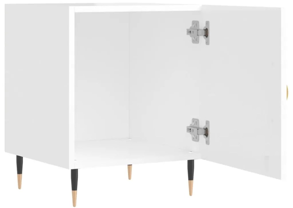 vidaXL Κομοδίνα 2 τεμ. Γυαλ. Λευκό 40 x 40 x 50 εκ. από Επεξεργ. Ξύλο
