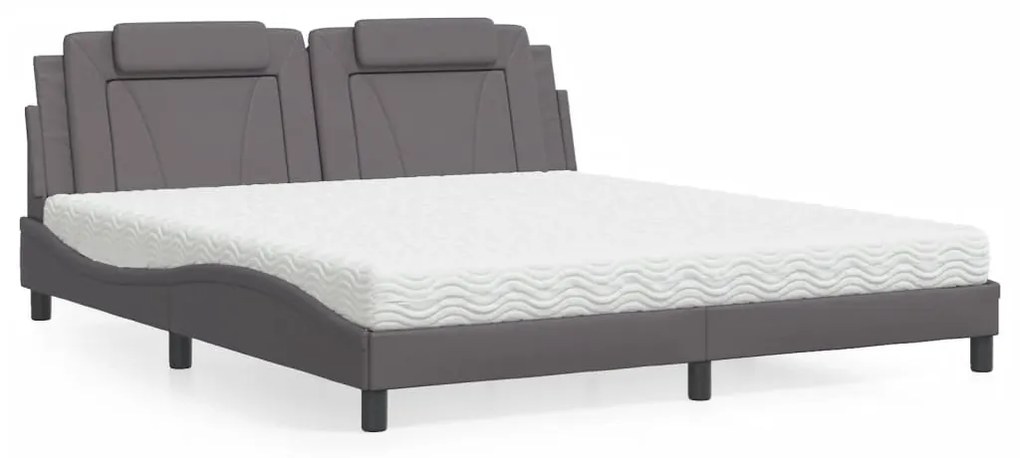 vidaXL Κρεβάτι με Στρώμα Γκρι 180x200 εκ. Συνθετικό Δέρμα