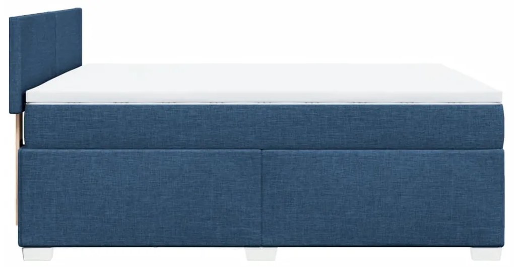 vidaXL Κρεβάτι Boxspring με Στρώμα Μπλε 160x200 εκ. Υφασμάτινο