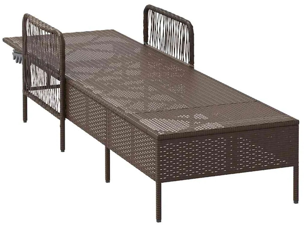 vidaXL Ξαπλώστρα με μαξιλάρι Καφέ 157 x 55 x 92 εκ. συνθετικό ρατάν