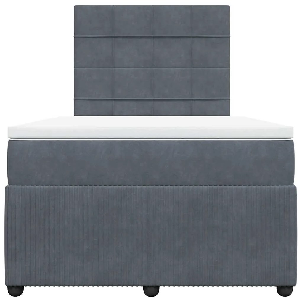vidaXL Κρεβάτι Boxspring με Στρώμα Σκούρο Γκρι 120x200 εκ. Βελούδινο