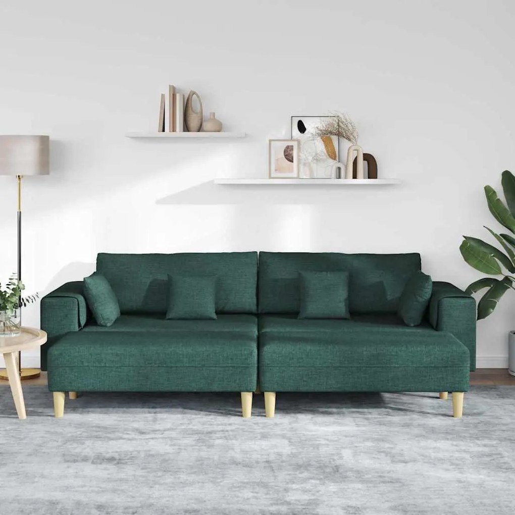 vidaXL Υφασμάτινος καναπές με μαξιλάρι 3 pcs Σκούρο Πράσινο 208 εκ. ύφασμα