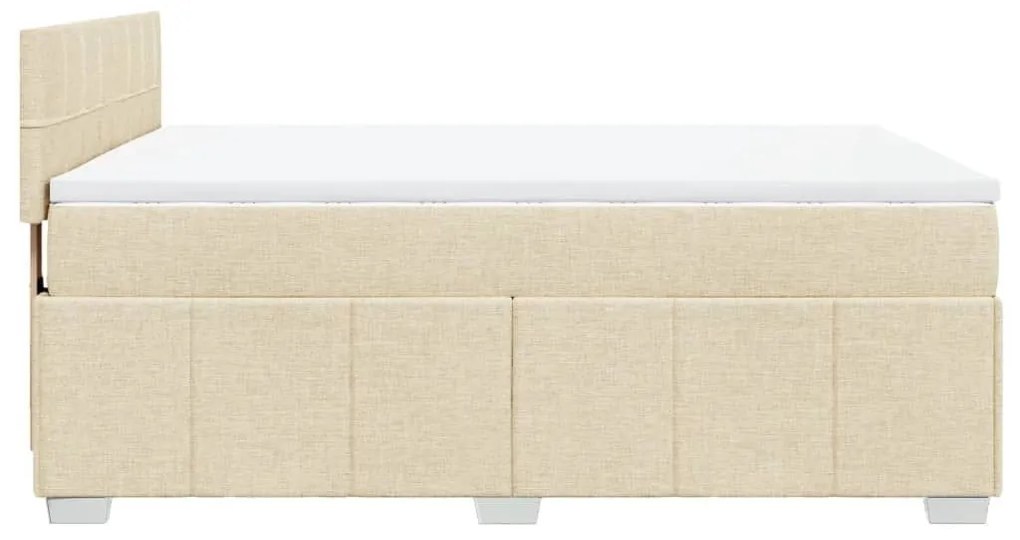 Κρεβάτι Boxspring με Στρώμα Κρεμ 160x200 εκ. Υφασμάτινο - Κρεμ