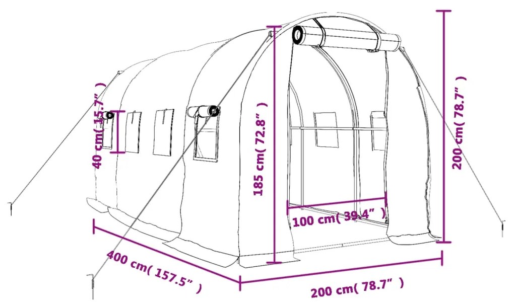 Θερμοκήπιο με Ατσάλινο Πλαίσιο Πράσινο 8 μ² 4 x 2 x 2 μ. - Πράσινο