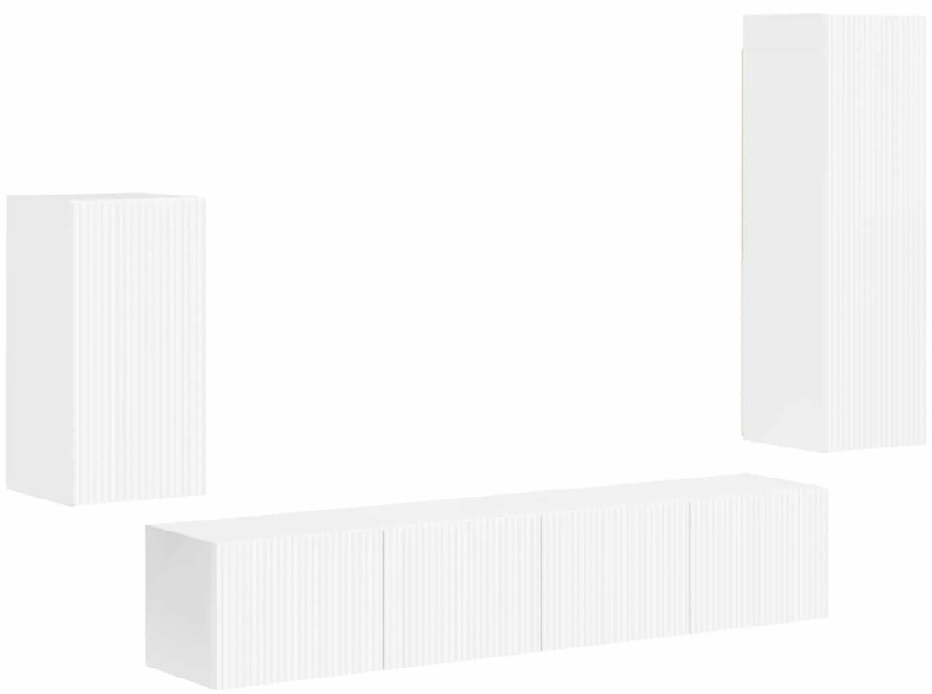 vidaXL Σετ επίπλου τηλεόρασης Επιτοίχιο 3 pcs Υψηλής γυαλάδας λευκό