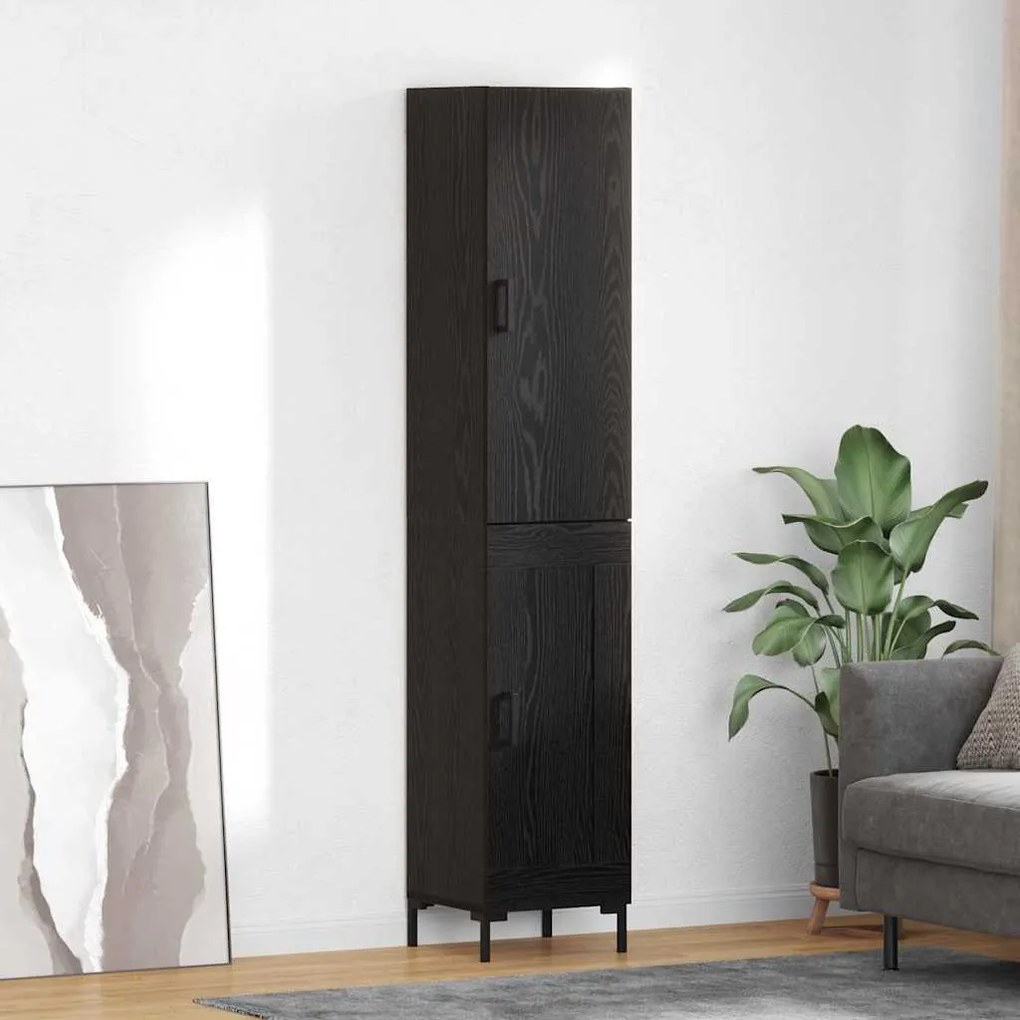 Highboard Μαύρη Οξυά 34,5 x 34 x 180 εκ. Επεξεργασμένο ξύλο