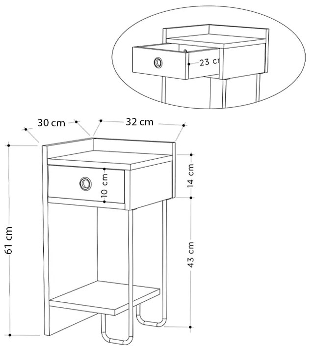 ΚΟΜΟΔΙΝΟ SIRIUS MEGAPAP ΑΡΙΣΤΕΡΟ ΧΡΩΜΑ ΛΕΥΚΟ 32X30X61ΕΚ.