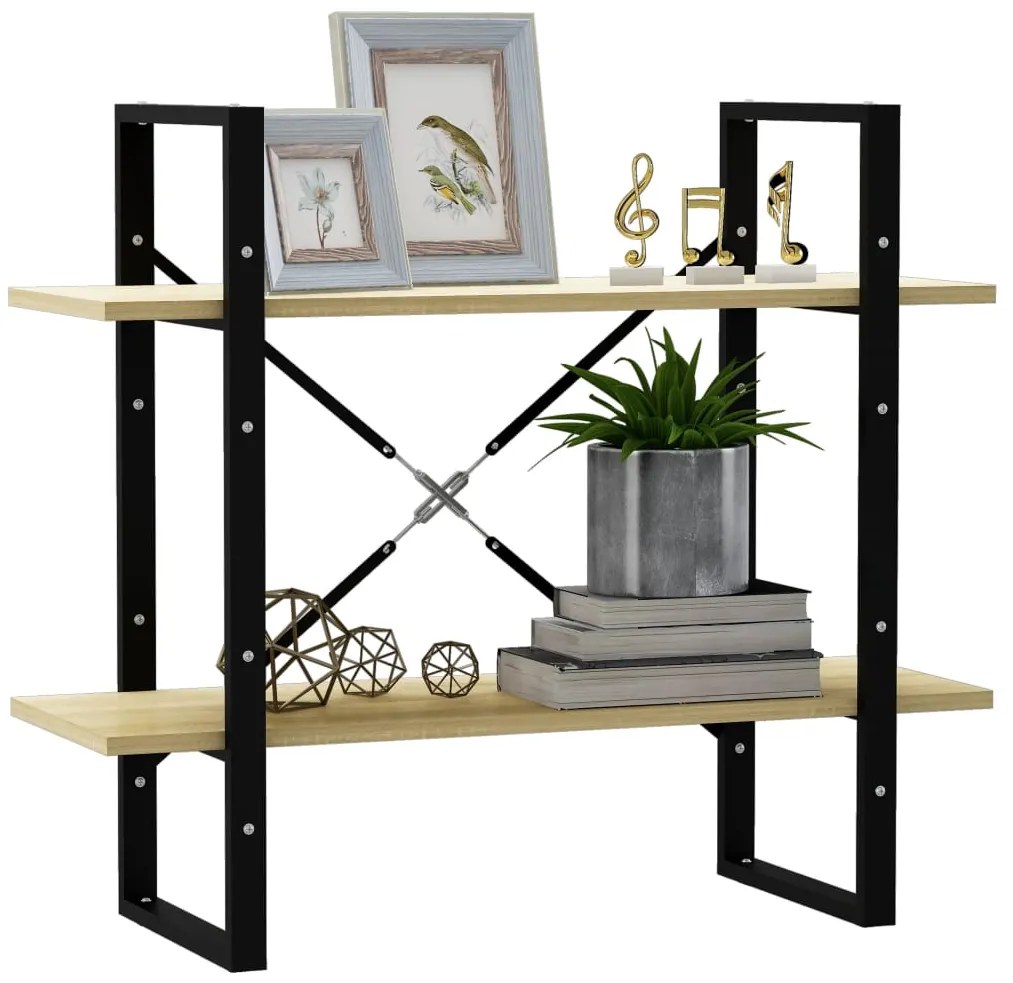 vidaXL Βιβλιοθήκη με 2 Ράφια Sonoma Δρυς 80 x 30 x 70 εκ. Επεξ. Ξύλο