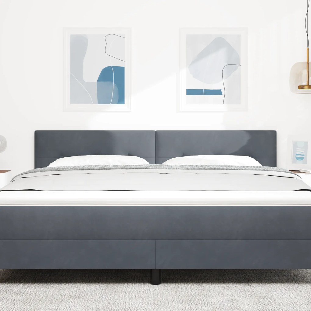vidaXL LED Κεφαλάκι Κουμπωτό Σκούρο Γκρι 180 εκ Βελούδο