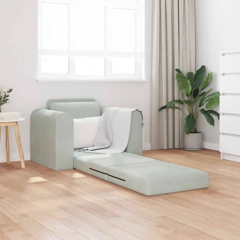 vidaXL Κρεβάτι καναπές Ανοιχτό γκρι 98 x 71 x 83 εκ. Βελούδο