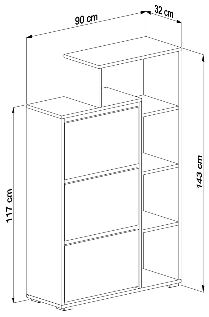 ΠΑΠΟΥΤΣΟΘΗΚΗ ROBBEN  ΜΕΛΑΜΙΝΗ ΣΕ ΛΕΥΚΟ 90x30x143Υεκ.