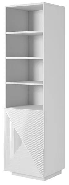 Βιβλιοθήκη ASHA, λευκό γυαλιστερό 50x180x43cm-BOG1025
