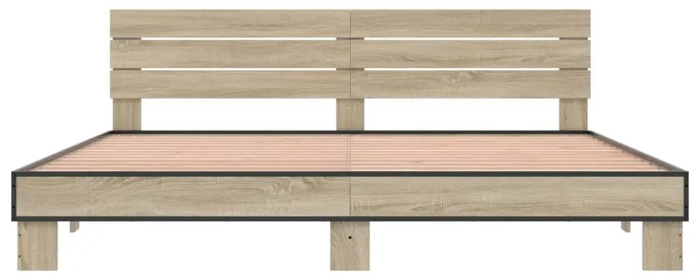 vidaXL Πλαίσιο Κρεβατιού Sonoma Δρυς 200x200 εκ. Επεξ. Ξύλο &amp; Μέταλλο