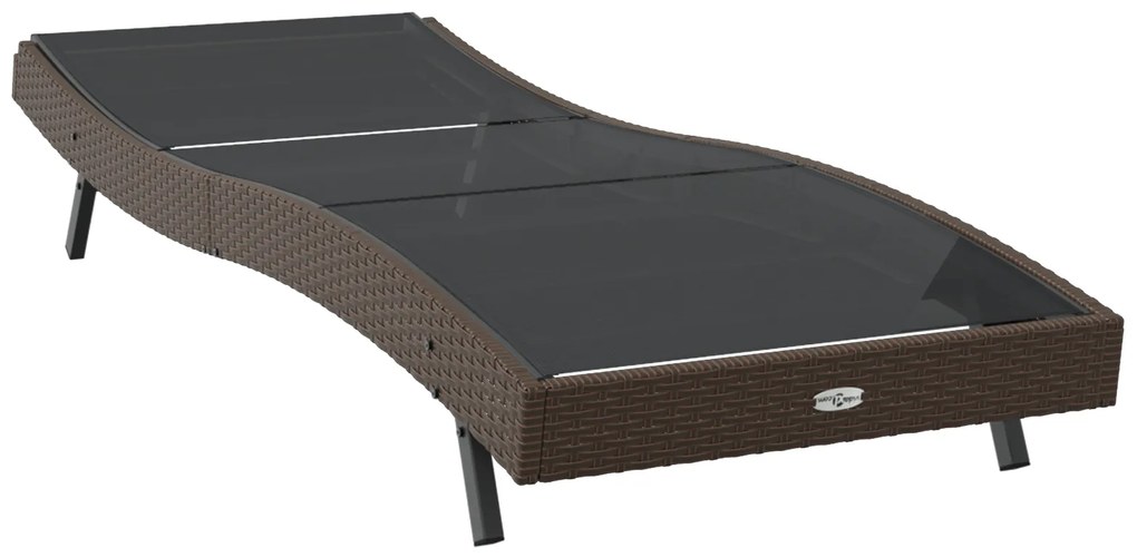 vidaXL Ξαπλώστρα 1-πρόσωπο Καφέ 197 x 70 x 82 εκ. Πολυ ράταν