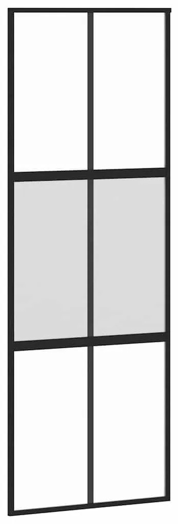 vidaXL Συρόμενη πόρτα με σετ υλικού Μαύρο 76x205 cm γυαλί μετριασμένο