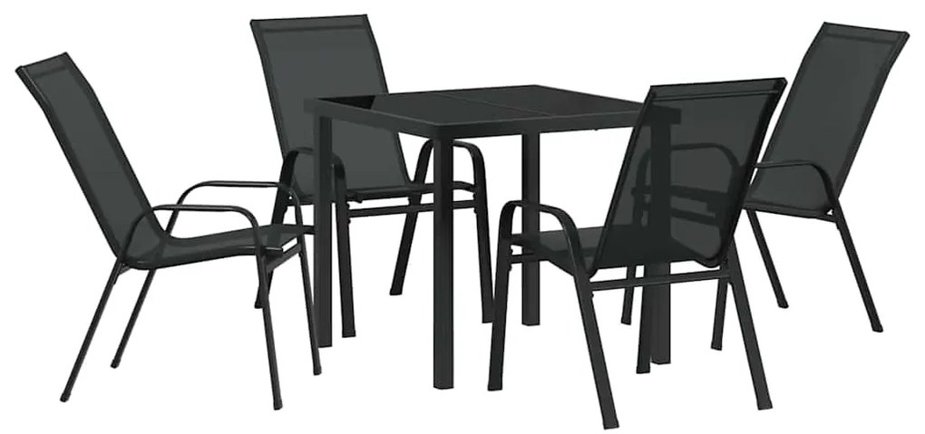vidaXL Σέτ φαγητού για κήπο 5 pcs Μαύρο Textilene και ατσάλι
