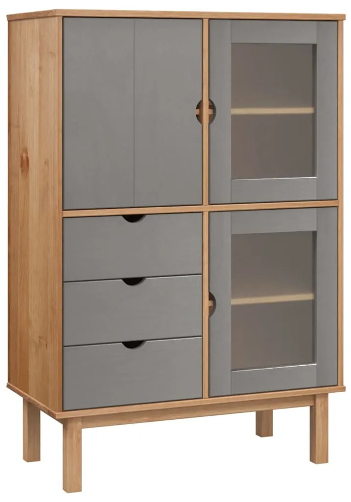 vidaXL Ντουλάπι OTTA Καφέ &amp; Γκρι 85x43x125 εκ. από Μασίφ Ξύλο Πεύκου