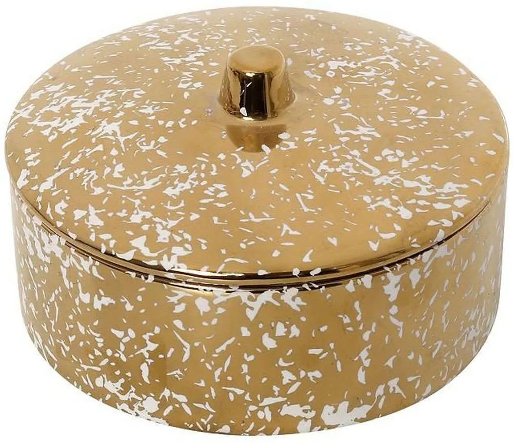 Διακοσμητικό Δοχείο Με Καπάκι ROD208K2 13x13x7,5cm White-Gold Espiel Ceramic