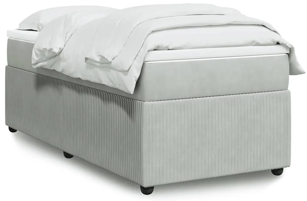 vidaXL Κρεβάτι Boxspring με Στρώμα Ανοιχτό Γκρι 80x200 εκ. Βελούδινο