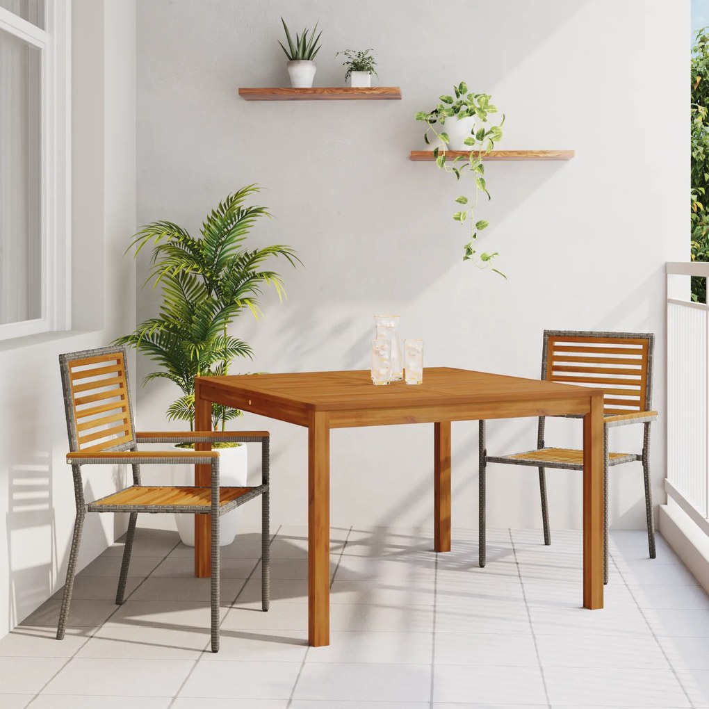 vidaXL Σετ Τραπεζαρίας Κήπου 3 pcs Γκρι 110 x 110 x 75 cm