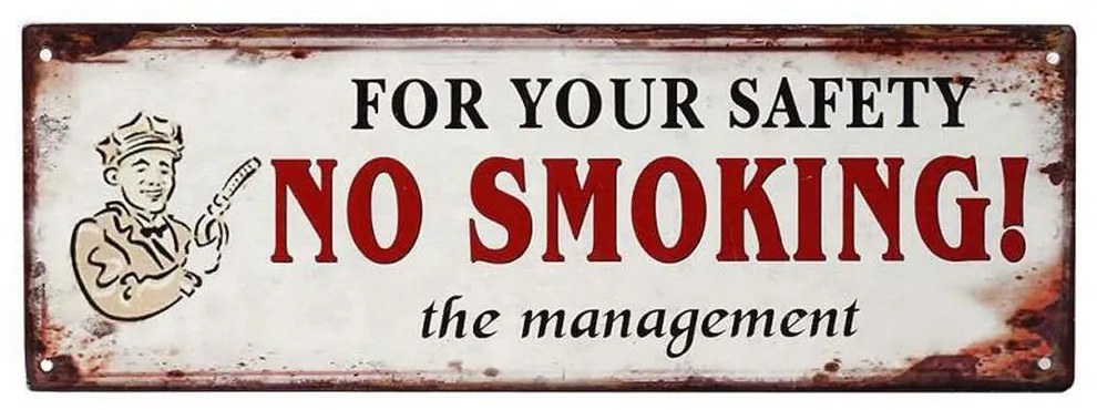 Ταμπέλα No Smoking LOG222 Μπεζ-Κόκκινο 36x13cm Espiel Μέταλλο