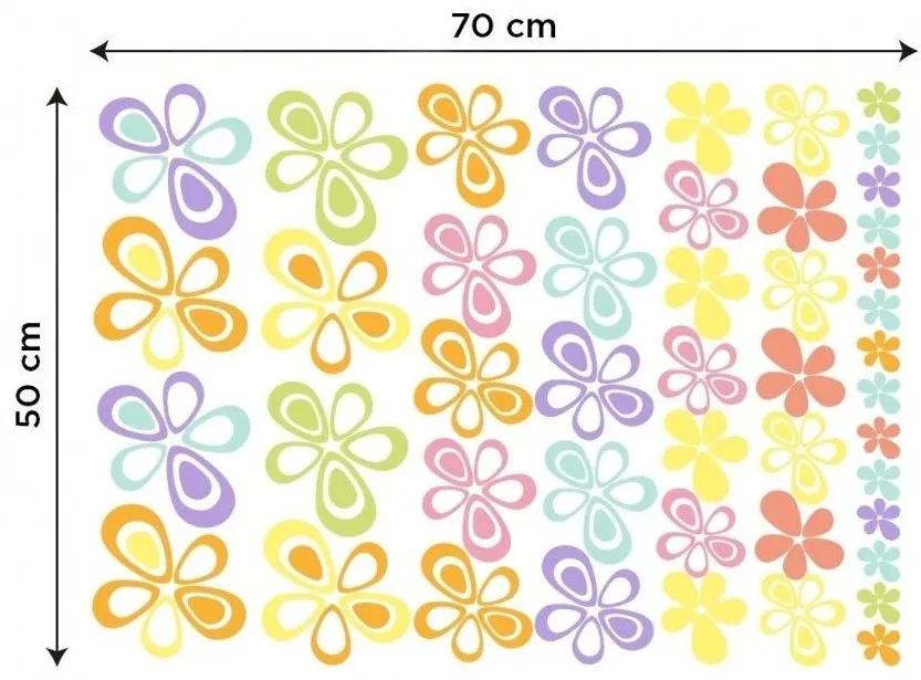 Διακοσμητικά αυτοκόλλητα τοίχου πολύχρωμα λουλούδια - 50x70