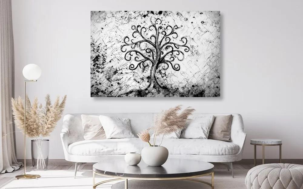 Εικόνα σύμβολο του δέντρου της ζωής σε ασπρόμαυρο σχέδιο - 90x60