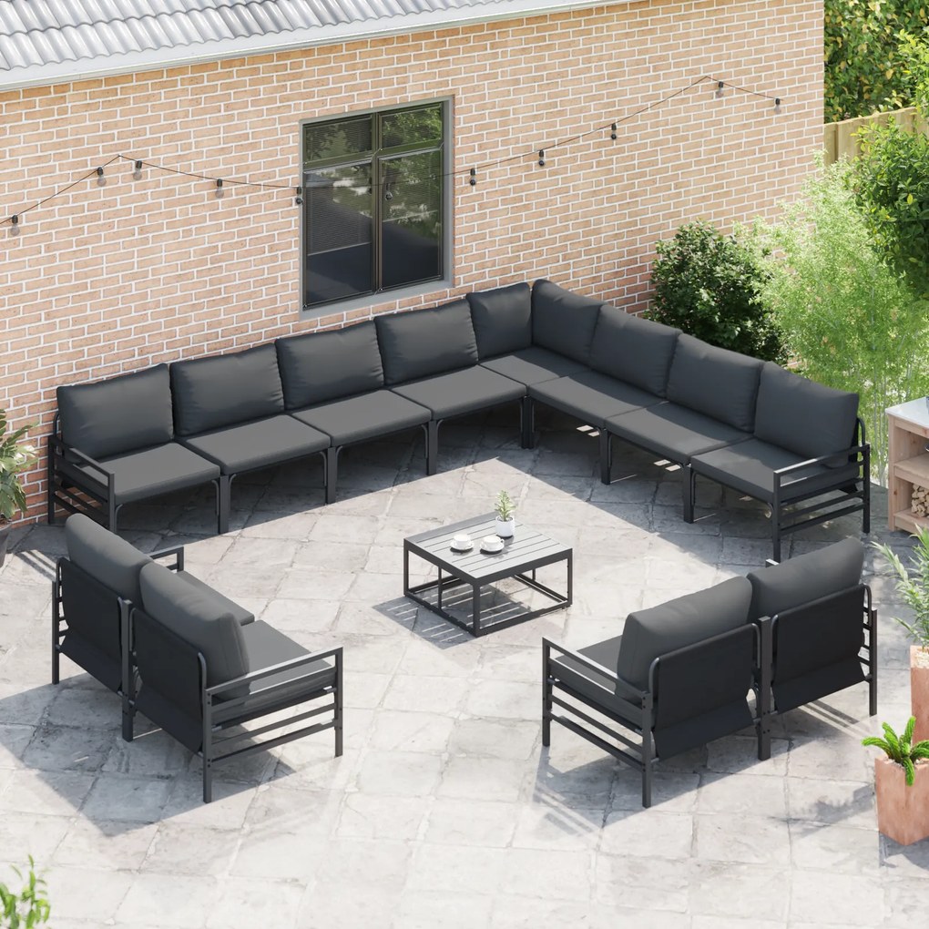 vidaXL Σετ Καναπέ Κήπου 13 pcs Ανθρακί Ατσάλι