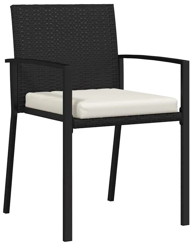 vidaXL Σέτ φαγητού για κήπο 7 pcs Μαύρο Χάλυβας με επίστρωση πούδρας