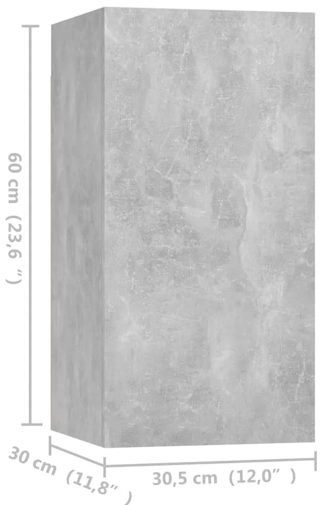 vidaXL Έπιπλα Τηλεόρασης 4 τεμ. Γκρι Σκυρ. 30,5x30x60 εκ. Μοριοσανίδα
