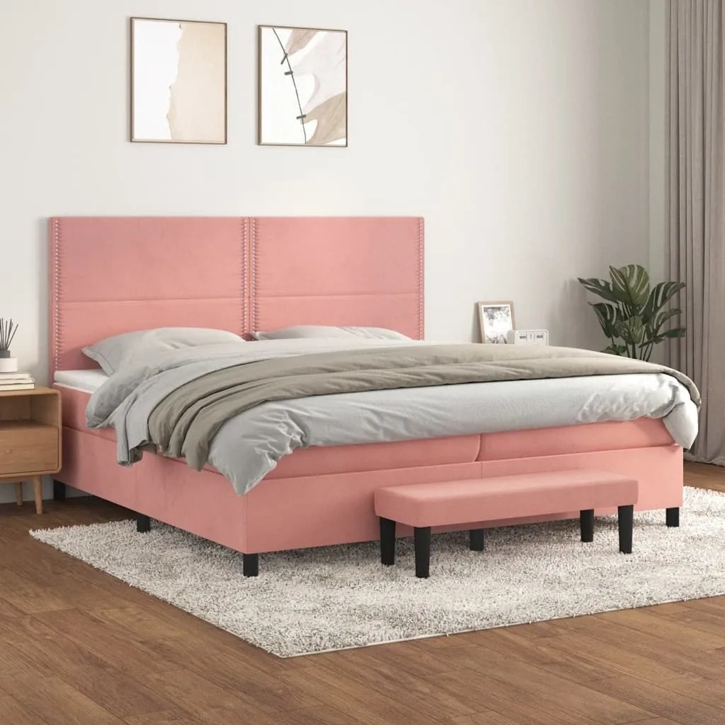 ΚΡΕΒΑΤΙ BOXSPRING ΜΕ ΣΤΡΩΜΑ ΡΟΖ 200X200 ΕΚ. ΒΕΛΟΥΔΙΝΟ 3137808