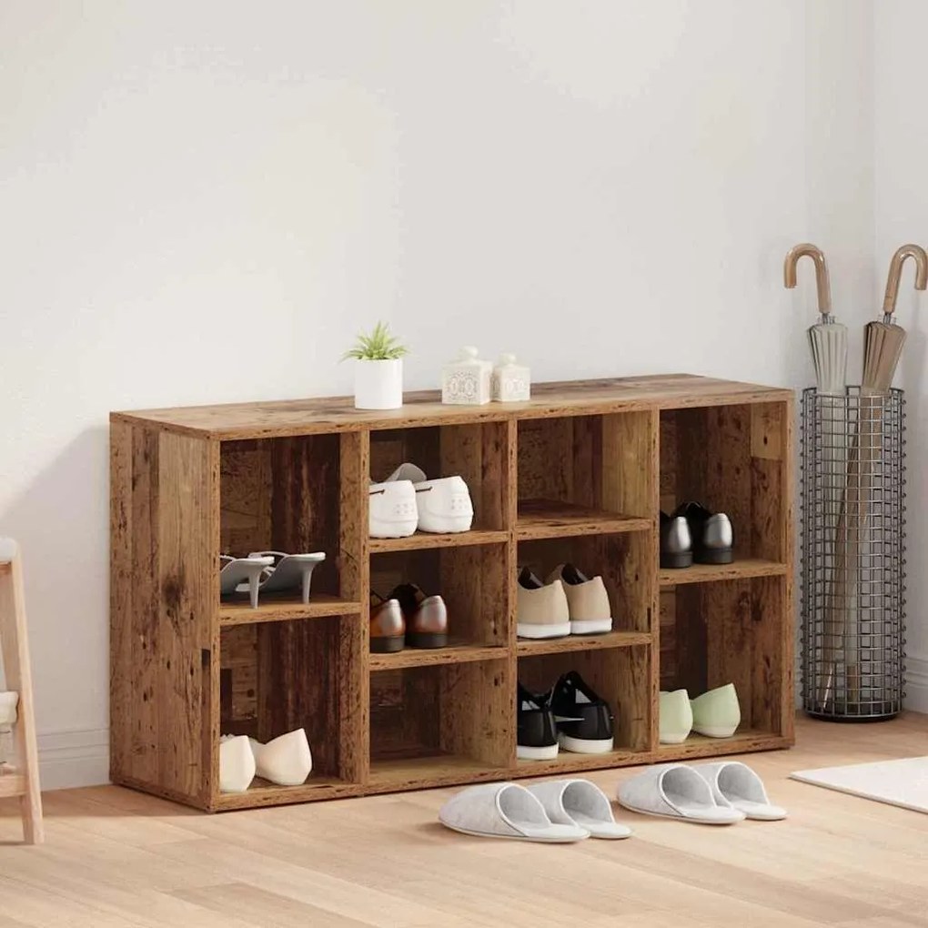 Πάγκος για παπούτσια με ράφι Παλιό ξύλο 103 x 30 x 54,5 εκ