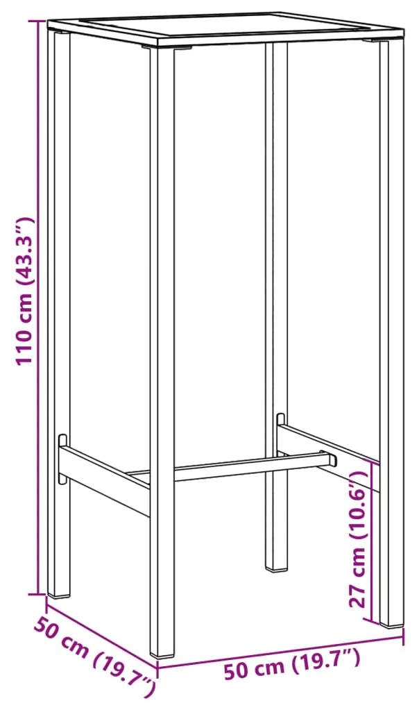 Τραπέζι Μπαρ Μαύρο 50x50x110 εκ. από Ατσάλι με Ηλ. Βαφή Πούδρας - Μαύρο